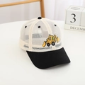 Detail of breathable mesh crown and yellow excavator embroidery on kids baseball cap - 52 / Black