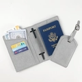 Silver Saffiano PU leather passport holder and luggage tag set with pen loop - Silver
