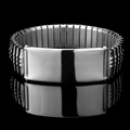 Bracciale a targa curva in acciaio inossidabile lucido argento con cinturino - Color Acciaio