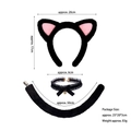 Cute black and pink cat ear cosplay set with bell lace collar and plush tail - Stuffed Fur Black Pink Cat 3pcs Set (with Gold Bell Choker)