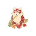 Cartoon owl messenger enamel pin with letter and green bag on autumn branch badge - Owl Messenger Style (QHXZ1022)