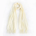 Soft beige pashmina-style scarf for women featuring elegant fringe tassels - Beige