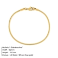 Minimalist 2.0mm gold-plated stainless steel snake chain bracelet in 14K gold finish - 2MM-16.5CM