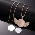 Sublimation rose gold heart necklace with angel wings and crystal stones detail - X459-5 Rose Gold Round Wing