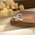 Gothic punk silver cross stud earring with small center stone and screw back closure - Silver Cross (Single)