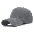 Casquette de baseball en tweed gris foncé à chevrons avec boucle en métal doré chic - Réglable / Gris