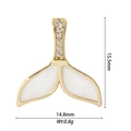 Macro view of whale tail charm with white glitter inlay and zircon stone accents - DZ-3015 Glitter Whale Tail