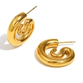 Pendientes de serpiente de cascabel minimalistas en acero inoxidable chapado en oro 18K - Estilo Espiral de Cascabel / Dorado