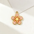 Pink enamel flower pendant with gold-plated stainless steel frame for DIY jewelry - Type 3-Flower-Orange Pink