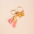 Pink and orange gradient letter I keychain with a butterfly charm and stylish tassel - Letter I