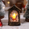 Vintage LED-Weihnachtslaterne mit Rentier-Schneeszene und warmem Leuchteffekt - Elch-Stil / Gebürsteter Goldhirsch