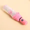 Roze automatische inklapbare paraplu met schattig konijnenpatroon op de hoes - Automatisch/8 Baleinen / Transparant Roze Konijn