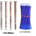 Erasable gel pen set with Capybara design 4 pens and 50 blue ink refills for students - Capybara Style Pens And Refills / Black Ink