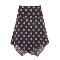 Deep brown polka dot midi skirt with asymmetrical hem and high waist for women - Skirt