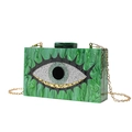 Clutch in acrilico marmo verde smeraldo con design occhio e tracolla dorata - Verde Olografico