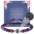 Bracelet en perles de pierre violette avec pierre de projection sur carte cadeau femme - À ma nièce (To My Niece) / 6mm / Agate Rayée Violette