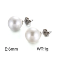 Elegant 6mm white round pearl earrings with silver titanium steel studs for women - 10mm / Style A Steel Color (KE49626-Z)