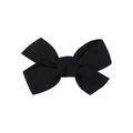 Detailed view of a handmade black fabric bow hair clip with textured weave design - Black (4)