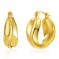 Chic 18K gold plated twisted irregular geometric hoop earrings with layered leaf design - Gold