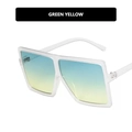 Oversized square sunglasses featuring transparent frames and blue-yellow gradient lenses - Green Yellow Gradient