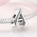 Charm lettera A in argento sterling S925 lucido con bordo perlato su catena a serpente - Lettera A