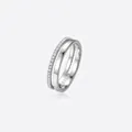 Minimalist S925 sterling silver double layer ring with cubic zirconia micro pavé band - US 6 / Silver