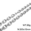 Silberne Edelstahl O-Kette für Herren im Hip-Hop-Stil, 10mm breit und 500mm lang - Stahlfarbene Halskette (500x10mm)