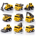 9-piece set of mini yellow construction truck toys including excavators and cranes - Realistic Color Construction Vehicle Set