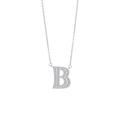 Silver alphabet B necklace with sparkling zircon inlay on a minimalist chain - Letter B
