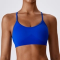 Naadloze sport-bh in helder blauw met dunne bandjes en ademende driehoekige textuur - S / Blauw