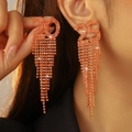 Sparkling orange-red rhinestone long tassel earrings with 2025 year number design - Orange-Red 2025 Commemorative Earrings