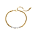 Bracelet chaîne serpent plaqué or 18 carats avec sept pierres de zircone cubique - Bracelet Chaîne Serpent Épaisse en Acier Or Zircon Blanc