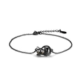 925 silver bracelet featuring a cute black cat pendant with golden face accents - Black Gold Plated Cute Cat Pendant Bracelet 3g