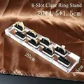 8-slot transparent acrylic ring display stand with black velvet slots and gold jewelry - 8 Slots Clear Base Black Velvet 20*4.5CM