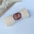 Off-white pleated wrinkle cotton scarf with a handmade fashion cotton band label - Style #30