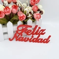 Red 3D Feliz Navidad Spanish decorative sign for Christmas trees and wreaths - Regular Style / 14cm / Red