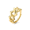 Macro shot of polished gold-plated chain link ring design with high-quality metal finish - Gold Style 2