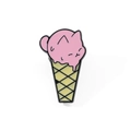Niedliche rosa Katzen-Eiswaffel Emaille-Anstecknadel aus Legierung für Taschen - Rosa Katzenkopf-Eis