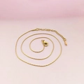 Detail of gold stainless steel chain with lobster clasp and adjustable droplet tail - Gold Wire Chain