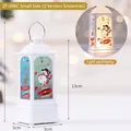 White LED Christmas lantern with snowman motifs and warm lighting 14.5cm tall - Small White Cartoon Snowman