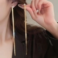 Elegante vergoldete Quastenohrringe mit Schlangenketten und quadratischen Zirkonia-Steinen - 18K Vergoldet Zirkon Schlangenknochenkette Quaste (22#)