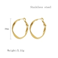 30mm minimalist twisted C-shape hoop earrings in golden stainless steel for women - Stainless Steel / Diameter 30MM / Gold Pair