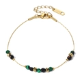 Bracciale regolabile in acciaio inossidabile dorato con perline verdi e ambrate - Perline di malachite colorate (SB22101526) / Perline Dorate