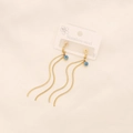 Golden stainless steel tassel earrings with evil eye charms on a flower pattern card - 3# Gold Earrings