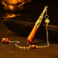 Tiger eye stone hexagonal prism pendulum pendant with golden chain for yoga accessories - Gold Tiger Eye