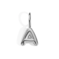 3D polished silver metallic bubble letter A pendant charm for DIY jewelry making - Letter A / Silver