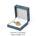 Deep blue velvet jewelry box for golden snake brooch with white crystals, size 9x9x4.1cm - Lake Blue with Gold Edge