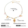 Bohemian braided necklace with stainless steel seashell, seahorse, and fish bone charms - Fishbone Beaded Style (JDN0112028)