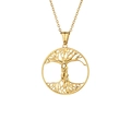 Collar de acero inoxidable dorado con colgante de árbol de la vida y pareja - Dorado