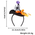 Halloween witch hat headband with orange bow, black spider and white net details - Spider Web Witch Hat